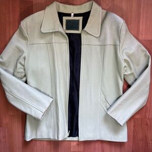 Women’s Vintage Pistachio Green Leather Jacket 💚 size Large